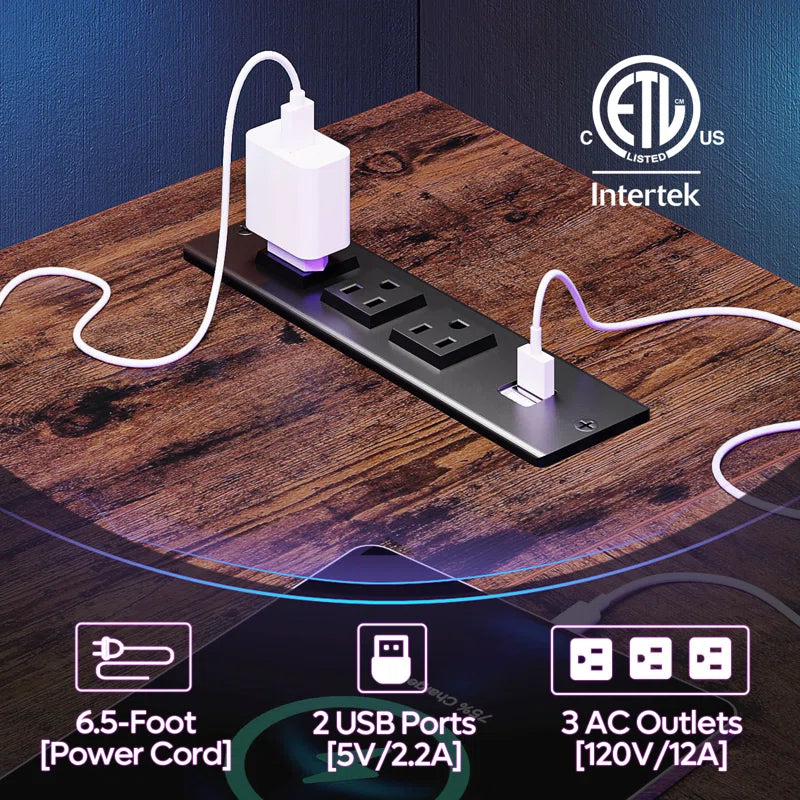 48" L-Shaped Computer Desk with Power Outlet