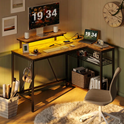 48" L-Shaped Computer Desk with Power Outlet