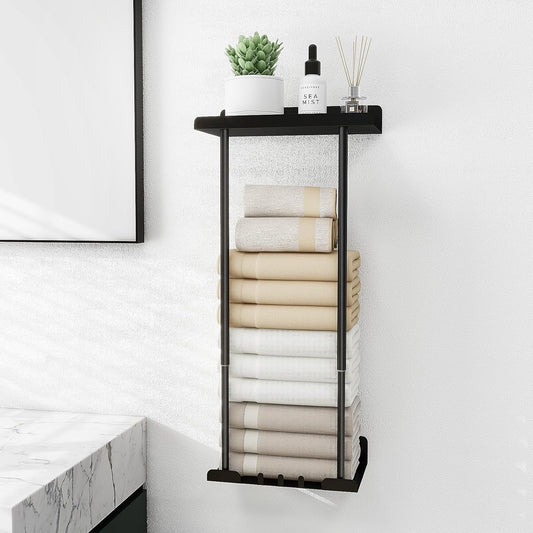 Towel Racks for Bathroom, 16-30 Inch Adjustable Towel Holder with Shelf