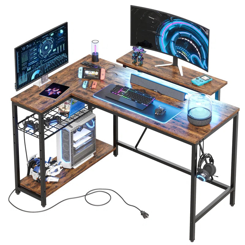 48" L-Shaped Computer Desk with Power Outlet