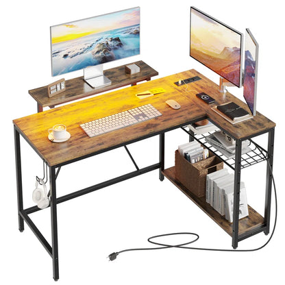 48" L-Shaped Computer Desk with Power Outlet