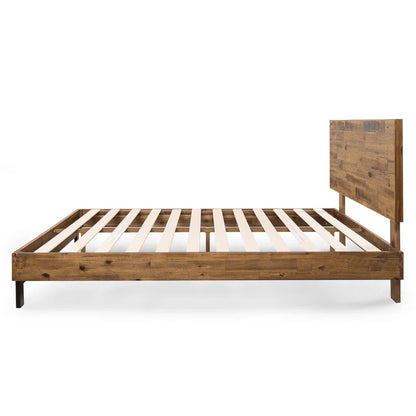 Modern Solid Wood Platform Bed with Adjustable Headboard