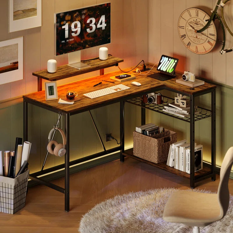 48" L-Shaped Computer Desk with Power Outlet