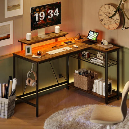 48" L-Shaped Computer Desk with Power Outlet